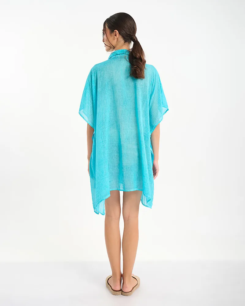 ΚΑΦΤΑΝΙ ΣΕ ΓΑΛΑΖΙΟ ΧΡΩΜΑ ΜΕ ΣΧΕΔΙΟ 'ΜΑΤΙ' ONE SIZE (100% COTTON)