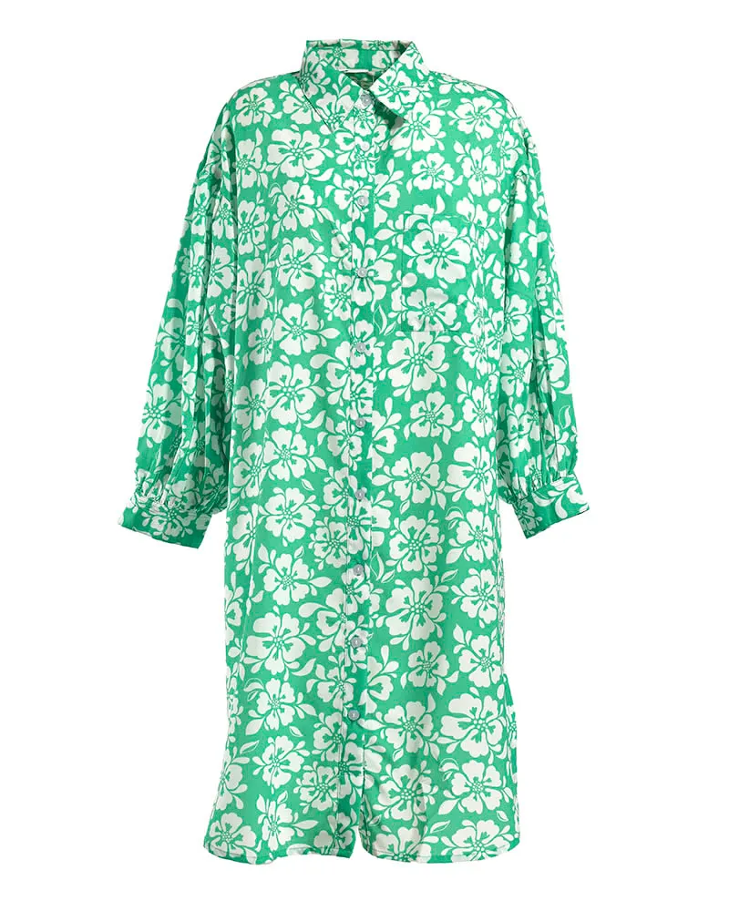 ΠΟΥΚΑΜΙΣΑ ΜΑΚΡΙΑ ΜΕ ΜΑΚΡΥ ΜΑΝΙΚΙ ΠΡΑΣΙΝΟ/ΛΕΥΚΟ ΜΕ ΛΟΥΛΟΥΔΙΑ ONE SIZE ( POLYCOTTON)