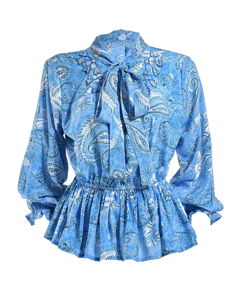 ΤΟΠ ΜΕ ΜΑΚΡΥ ΜΑΝΙΚΙ ΓΑΛΑΖΙΟ ΜΕ ΛΑΧΟΥΡΙΑ ONE SIZE ( POLYCOTTON)