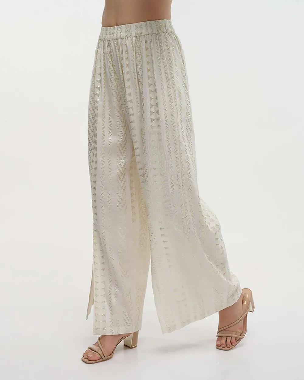 ΠΑΝΤΕΛΟΝΑ ΕΚΡΟΥ/ΧΡΥΣΟ ΜΕ LUREX ONE SIZE (100%VISCOSE LUREX)