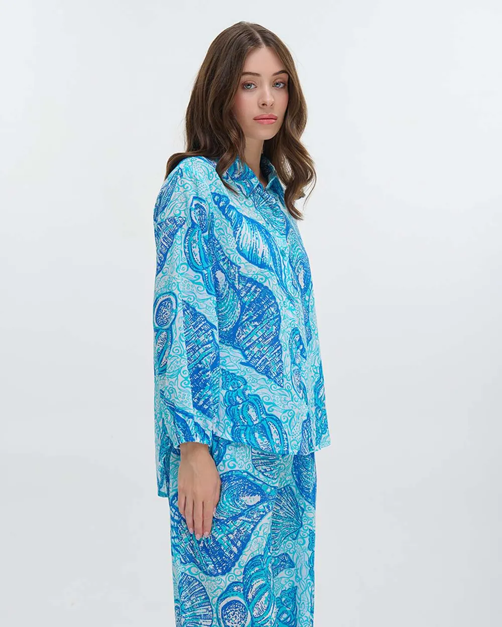 S/2 ΠΟΥΚΑΜΙΣΟ ΚΑΙ ΠΑΝΤΕΛΟΝΑ ΜΠΛΕ/ΤΥΡΚΟΥΑΖ ΜΕ ΚΟΧΥΛΙΑ ONE SIZE (100%COTTON)