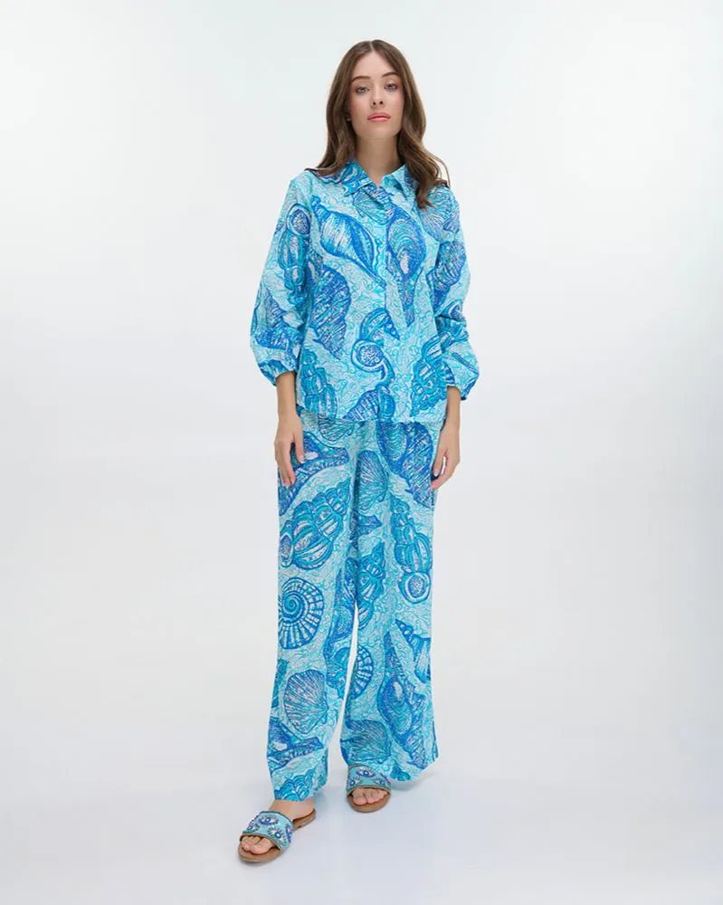 S/2 ΠΟΥΚΑΜΙΣΟ ΚΑΙ ΠΑΝΤΕΛΟΝΑ ΜΠΛΕ/ΤΥΡΚΟΥΑΖ ΜΕ ΚΟΧΥΛΙΑ ONE SIZE (100%COTTON)