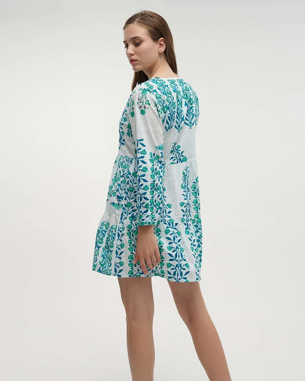 ΦΟΡΕΜΑ ΚΟΝΤΟ ΠΡΑΣΙΝΟ/ΤΥΡΚΟΥΑΖ ΜΕ ΚΟΡΑΛΙΑ ONE SIZE (100%COTTON)