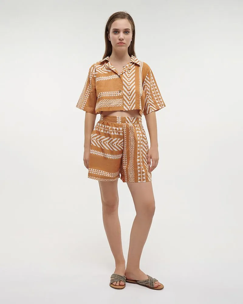 S/2 ΠΟΥΚΑΜΙΣΟ ΚΑΙ ΣΟΡΤΣΑΚΙ ΚΑΦΕ ΜΕ ΛΕΥΚΑ ΣΧΕΔΙΑ ONE SIZE (100%COTTON)