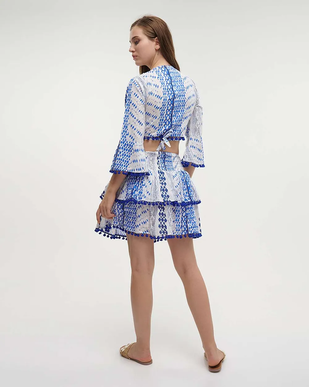 S/2 ΠΟΥΚΑΜΙΣΟ ΚΑΙ ΦΟΥΣΤΑ ΛΕΥΚΟ/ΜΠΛΕ ONE SIZE (100% COTTON SLUB)