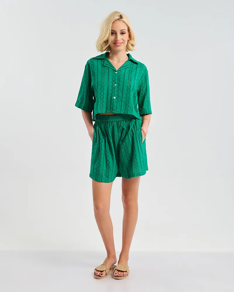 S/2 ΠΟΥΚΑΜΙΣΟ ΚΑΙ ΣΟΡΤΣΑΚΙ ΠΡΑΣΙΝΟ ONE SIZE (100%COTTON)