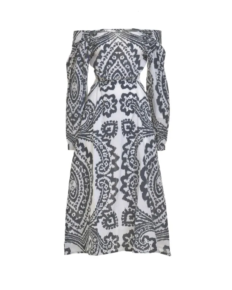 ΦΟΡΕΜΑ ΜΕ ΜΑΚΡΥ ΜΑΝΙΚΙ ΚΑΙ ΚΟΨΙΜΑΤΑ ΣΕ ΣΚΟΥΡΟ ΜΠΛΕ / ΛΕΥΚΟ ΧΡΩΜΑ S/M (100% COTTON)