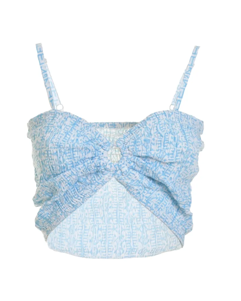 ΤΟΠ ΚΟΝΤΟ ΑΜΑΝΙΚΟ ΣΕ ΓΑΛΑΖΙΟ / ΛΕΥΚΟ ΧΡΩΜΑ ONE SIZE (100% COTTON)