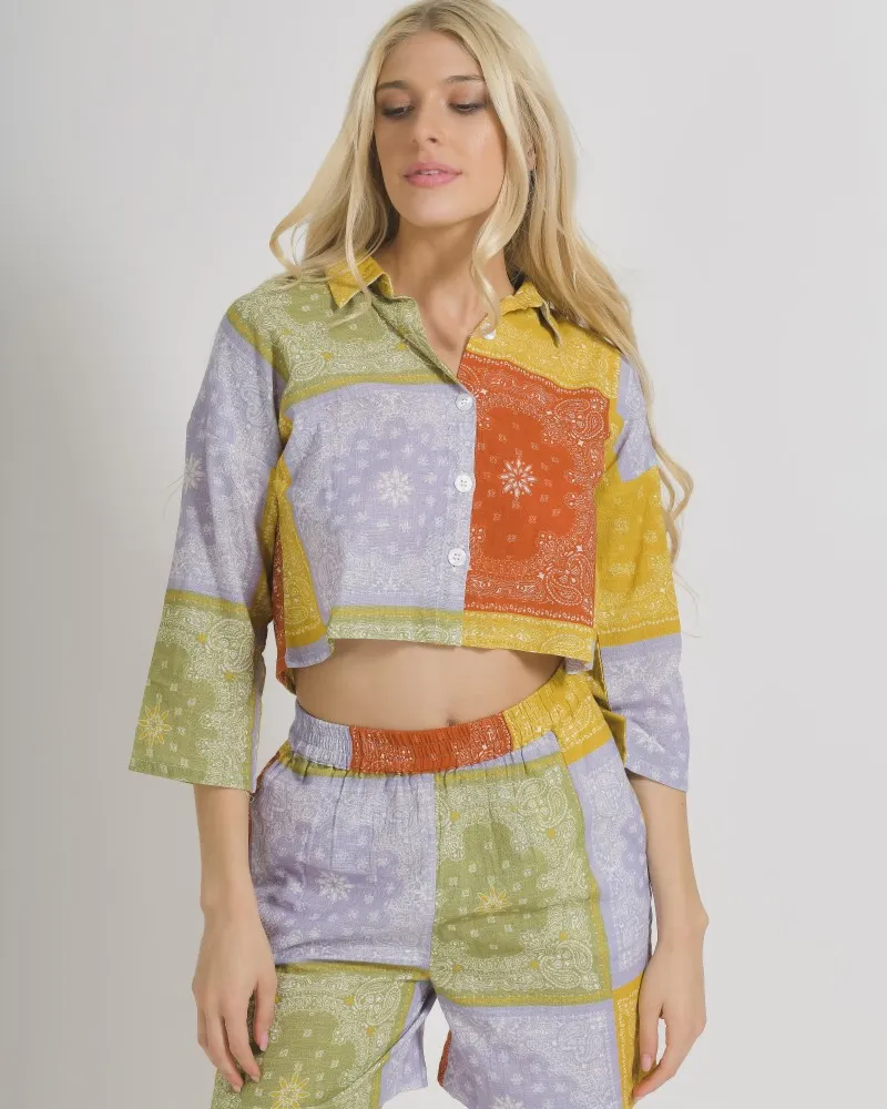 ΠΟΥΚΑΜΙΣΟ ΜΕ ΚΟΝΤΟ ΜΑΝΙΚΙ ΠΟΛΥΧΡΩΜΟ PATCHWORK ONE SIZE (100% COTTON) ΠΟΥΚΑΜΙΣΟ ΜΕ ΚΟΝΤΟ ΜΑΝΙΚΙ ΠΟΛΥΧΡΩΜΟ PATCHWORK ONE SIZE (100% COTTON)