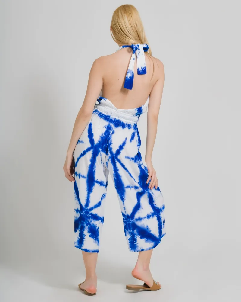 ΟΛΟΣΩΜΗ ΦΟΡΜΑ AMANIKΗ ΣΕ ΜΠΛΕ/ΛΕΥΚΟ ΧΡΩΜΑ TIE DYE ONE SIZE (100% RAYON)