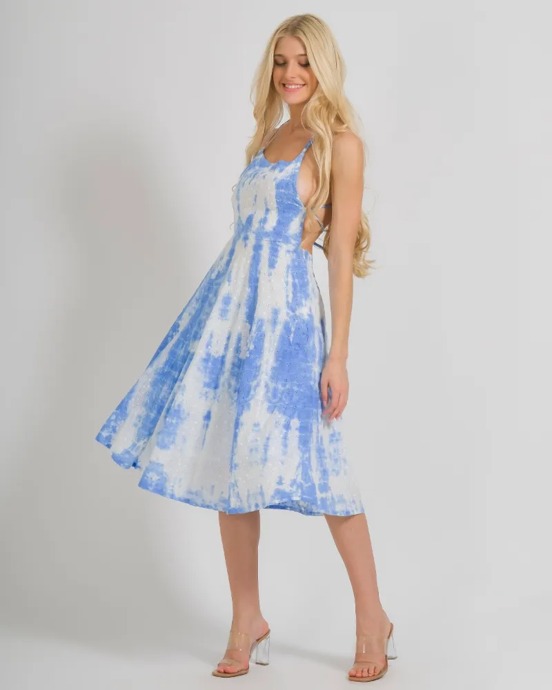 ΦΟΡΕΜΑ AMANIKO ΣΕ ΜΠΛΕ/ΛΕΥΚΟ ΧΡΩΜΑ TIE DYE ONE SIZE (100% COTTON)