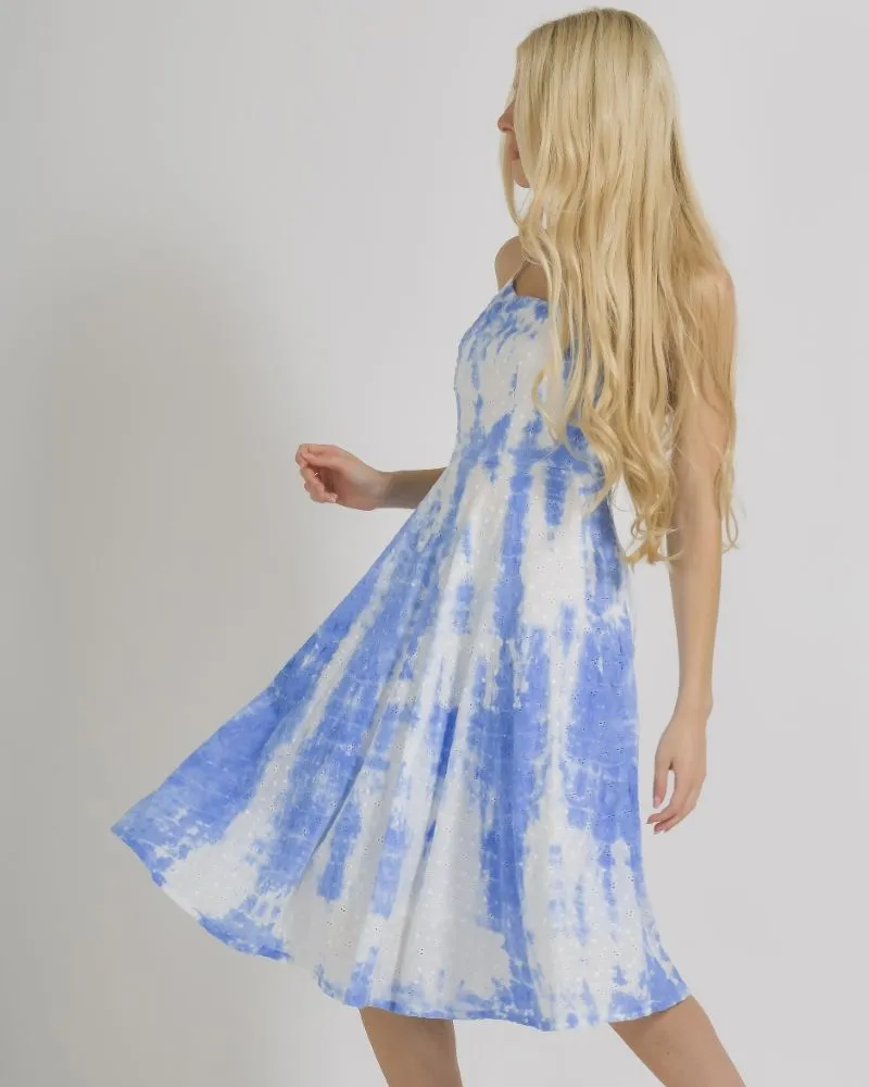 ΦΟΡΕΜΑ AMANIKO ΣΕ ΜΠΛΕ/ΛΕΥΚΟ ΧΡΩΜΑ TIE DYE ONE SIZE (100% COTTON)