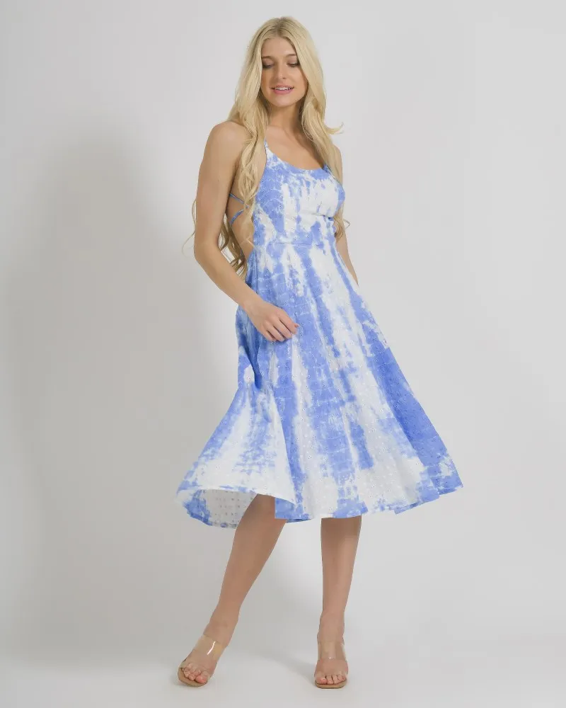 ΦΟΡΕΜΑ AMANIKO ΣΕ ΜΠΛΕ/ΛΕΥΚΟ ΧΡΩΜΑ TIE DYE ONE SIZE (100% COTTON)