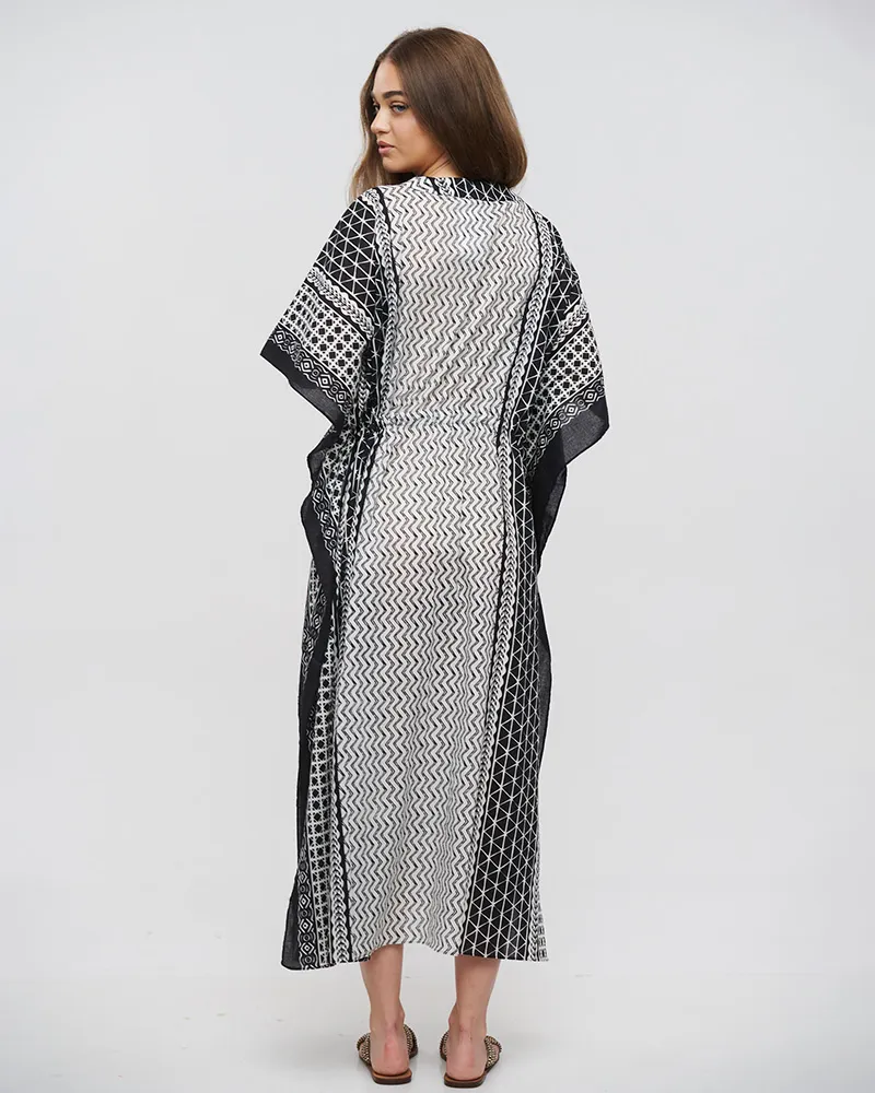 ΠΟΥΚΑΜΙΣΑ ΜΑΚΡΙΑ ΜΑΥΡΟ/ΛΕΥΚΟ ΜΕ ΣΧΕΔΙΑ ONE SIZE (100% COTTON)