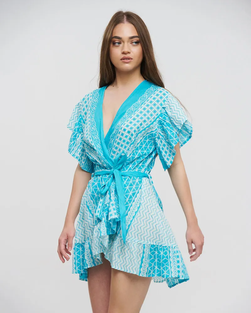 ΠΟΥΚΑΜΙΣΑ ΜΑΚΡΙΑ ΤΥΡΚΟΥΑΖ/ΛΕΥΚΟ ΜΕ ΣΧΕΔΙΑ ONE SIZE (100% COTTON)