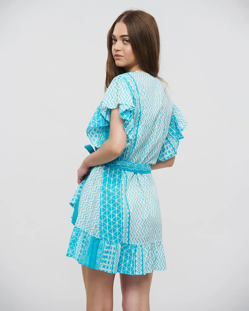 ΠΟΥΚΑΜΙΣΑ ΜΑΚΡΙΑ ΤΥΡΚΟΥΑΖ/ΛΕΥΚΟ ΜΕ ΣΧΕΔΙΑ ONE SIZE (100% COTTON)