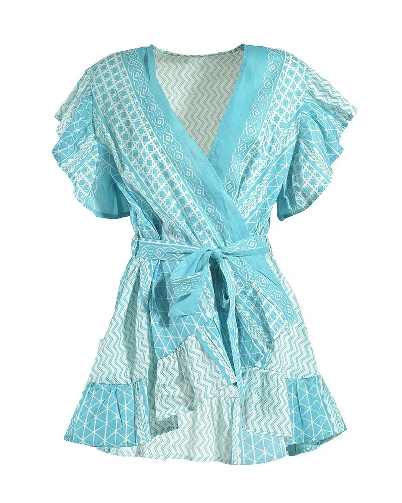 ΠΟΥΚΑΜΙΣΑ ΜΑΚΡΙΑ ΤΥΡΚΟΥΑΖ/ΛΕΥΚΟ ΜΕ ΣΧΕΔΙΑ ONE SIZE (100% COTTON)