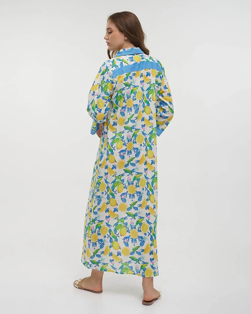 ΠΟΥΚΑΜΙΣΑ ΜΑΚΡIΑ ΛΕΥΚΗ/ΜΠΛΕ ΜΕ ΛΕΜΟΝΙΑ ONE SIZE (100% COTTON) ΠΟΥΚΑΜΙΣΑ ΜΑΚΡIΑ ΛΕΥΚΗ/ΜΠΛΕ ΜΕ ΛΕΜΟΝΙΑ ONE SIZE (100% COTTON)