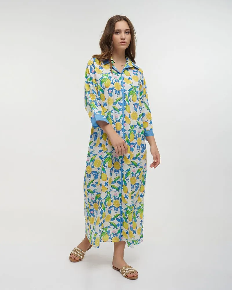 ΠΟΥΚΑΜΙΣΑ ΜΑΚΡIΑ ΛΕΥΚΗ/ΜΠΛΕ ΜΕ ΛΕΜΟΝΙΑ ONE SIZE (100% COTTON) ΠΟΥΚΑΜΙΣΑ ΜΑΚΡIΑ ΛΕΥΚΗ/ΜΠΛΕ ΜΕ ΛΕΜΟΝΙΑ ONE SIZE (100% COTTON)