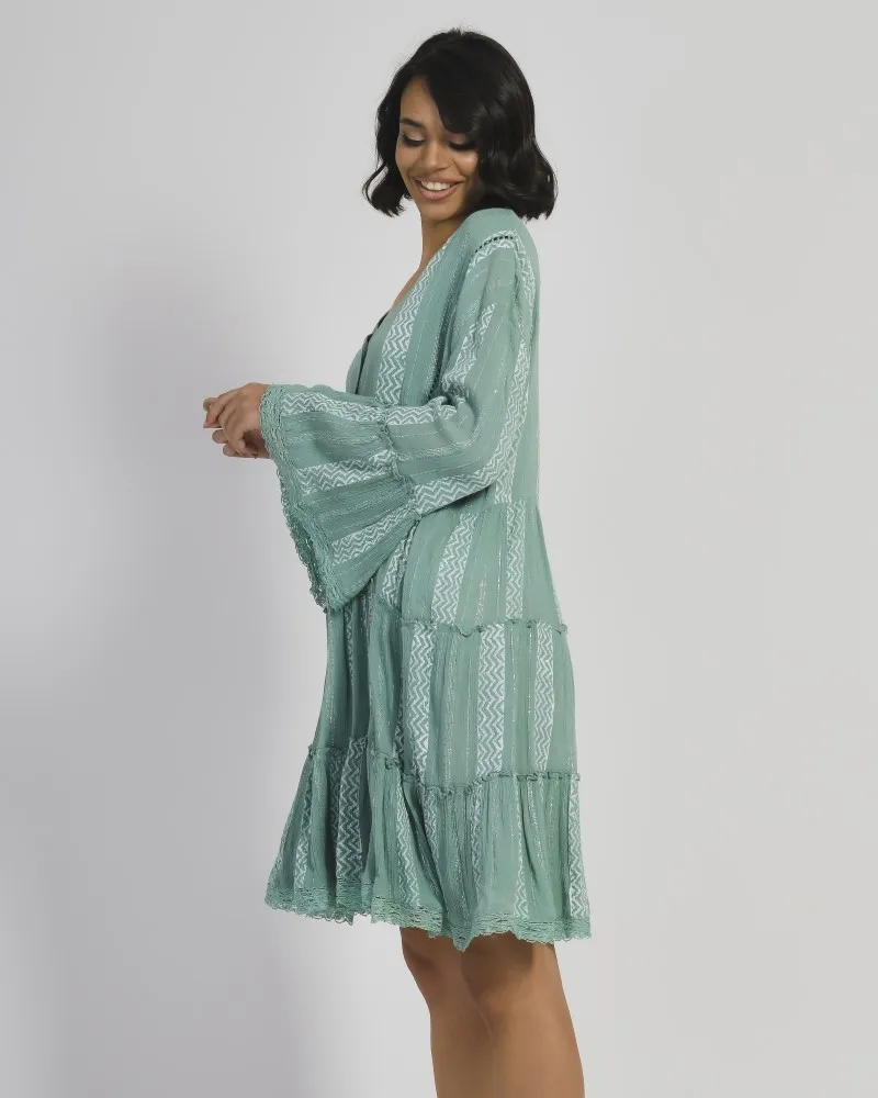 ΦΟΡΕΜΑ/ΚΑΦΤΑΝΙ ΠΡΑΣΙΝΟ ΜΕ ΛΕΥΚΑ ΣΧΕΔΙΑ ΚΑΙ LUREX ONE SIZE (100% VISCOSE)