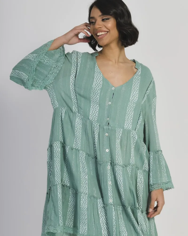 ΦΟΡΕΜΑ/ΚΑΦΤΑΝΙ ΠΡΑΣΙΝΟ ΜΕ ΛΕΥΚΑ ΣΧΕΔΙΑ ΚΑΙ LUREX ONE SIZE (100% VISCOSE)