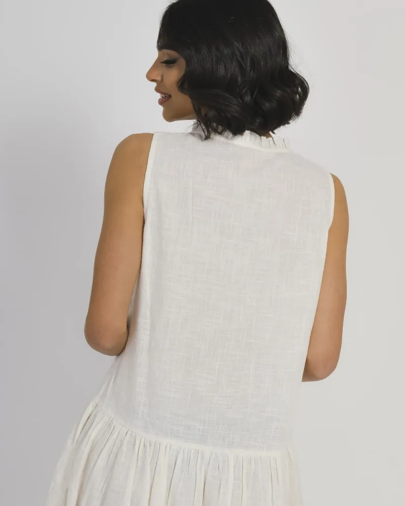 ΦΟΡΕΜΑ ΚΟΝΤΟ ΑΜΑΝΙΚΟ ΛΕΥΚΟ ΜΕ ΜΑΥΡΟ ΚΕΝΤΗΜΑ ΟNE SIZE (100% COTTON)