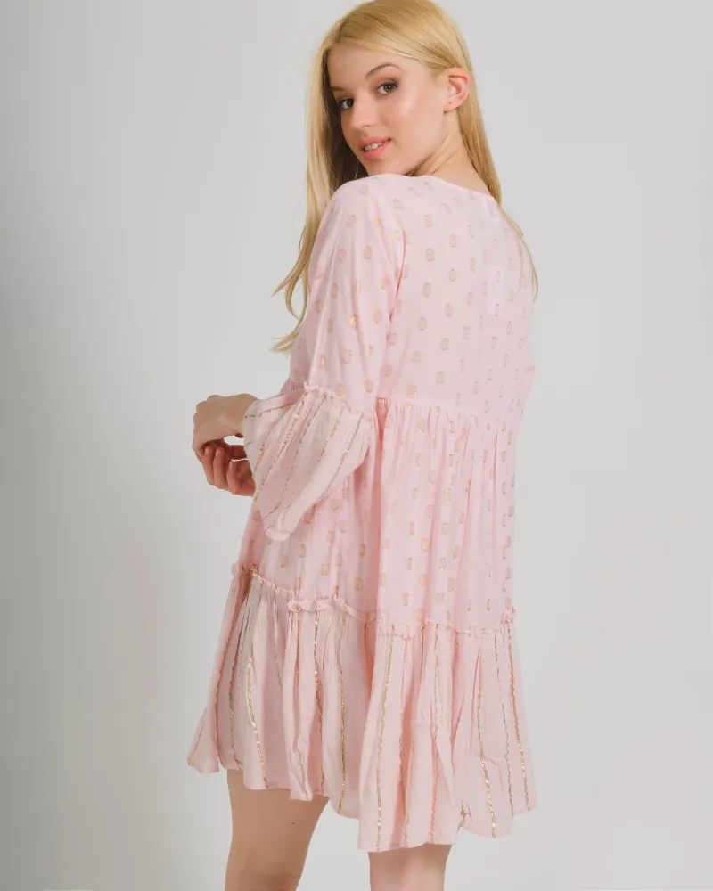 ΦΟΡΕΜΑ ΣΕ ΡΟΖ ΧΡΩΜΑ ΜΕ ΧΡΥΣΑ ΣΧΕΔΙΑ ΟΝΕ SIZE (100% COTTON)