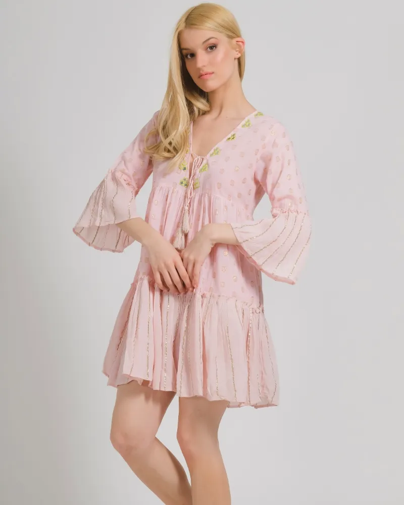 ΦΟΡΕΜΑ ΣΕ ΡΟΖ ΧΡΩΜΑ ΜΕ ΧΡΥΣΑ ΣΧΕΔΙΑ ΟΝΕ SIZE (100% COTTON)