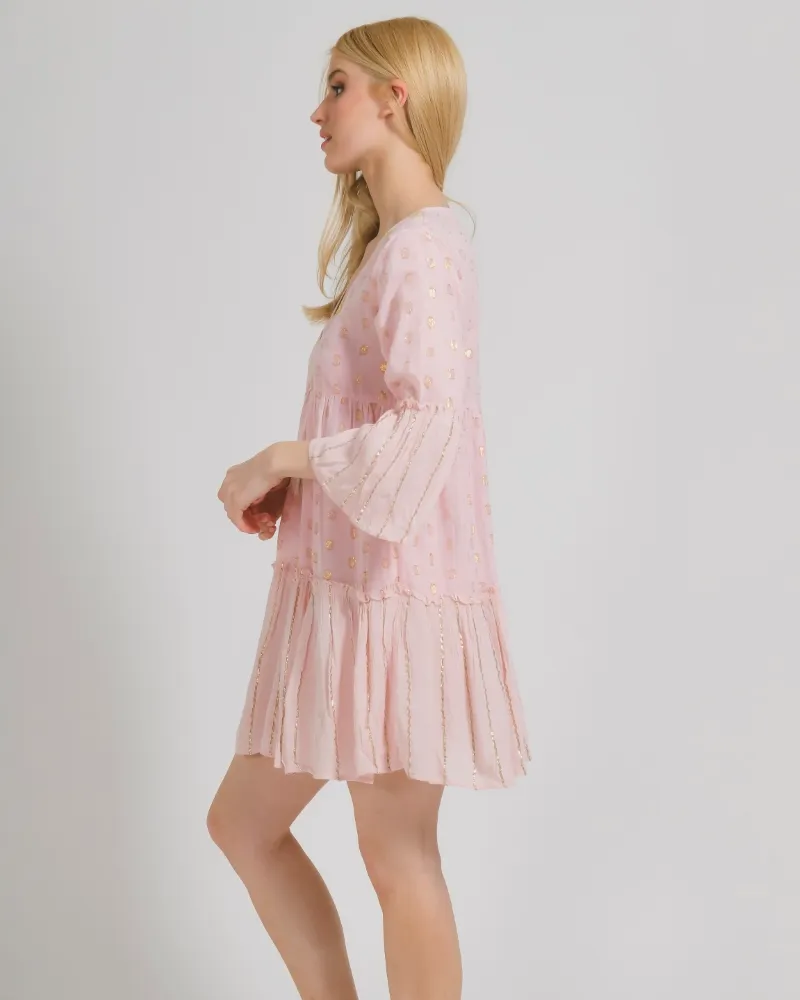 ΦΟΡΕΜΑ ΣΕ ΡΟΖ ΧΡΩΜΑ ΜΕ ΧΡΥΣΑ ΣΧΕΔΙΑ ΟΝΕ SIZE (100% COTTON)