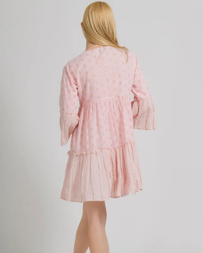 ΦΟΡΕΜΑ ΣΕ ΡΟΖ ΧΡΩΜΑ ΜΕ ΧΡΥΣΑ ΣΧΕΔΙΑ ΟΝΕ SIZE (100% COTTON)