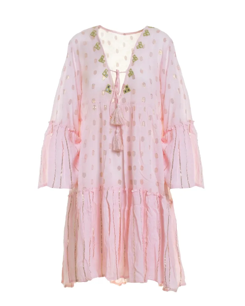 ΦΟΡΕΜΑ ΣΕ ΡΟΖ ΧΡΩΜΑ ΜΕ ΧΡΥΣΑ ΣΧΕΔΙΑ ΟΝΕ SIZE (100% COTTON)