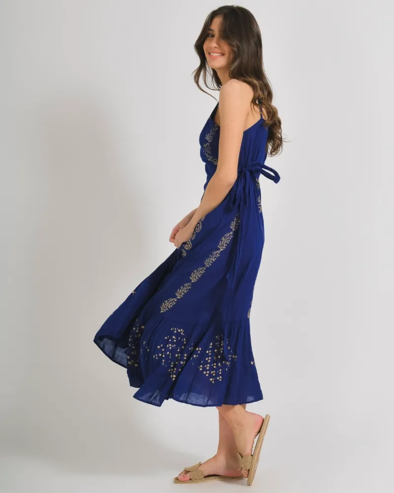 ΦΟΡΕΜΑ ΚΡΟΥΑΖE ΑΜΑΝΙΚΟ ΣΕ ΜΠΛΕ ΧΡΩΜΑ ΜΕ ΧΡΥΣΑ ΣΧΕΔΙΑ ΟΝΕ SIZE (100% COTTON)