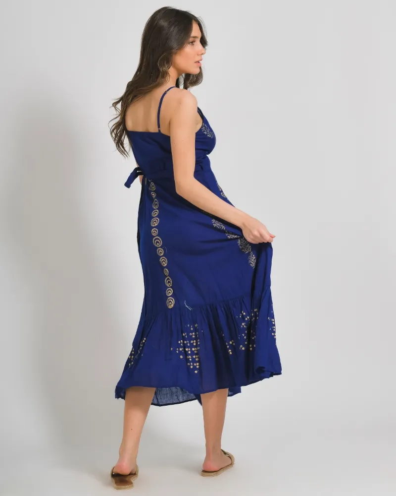 ΦΟΡΕΜΑ ΚΡΟΥΑΖE ΑΜΑΝΙΚΟ ΣΕ ΜΠΛΕ ΧΡΩΜΑ ΜΕ ΧΡΥΣΑ ΣΧΕΔΙΑ ΟΝΕ SIZE (100% COTTON)