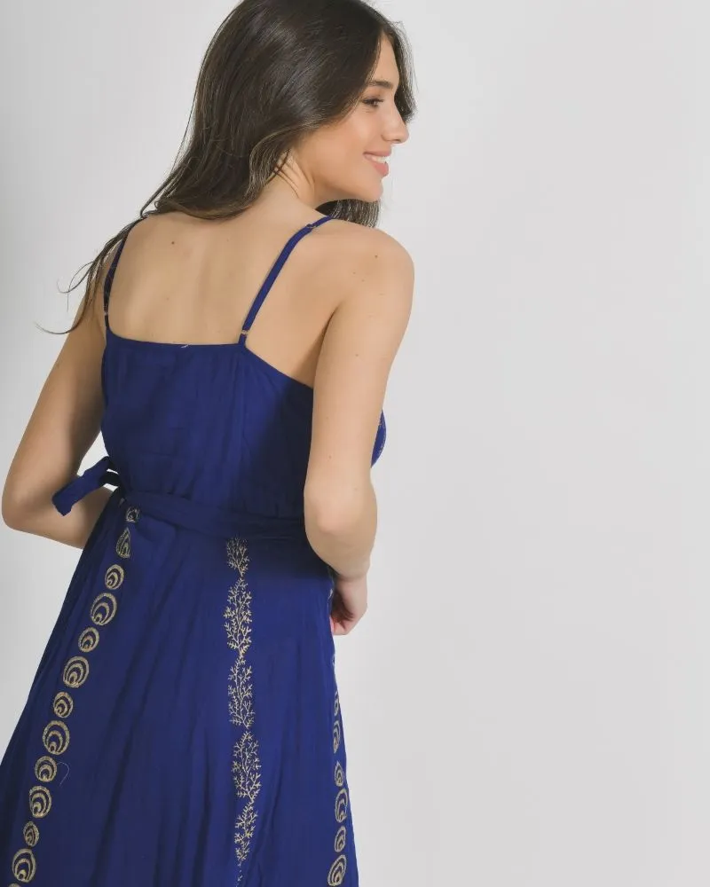 ΦΟΡΕΜΑ ΚΡΟΥΑΖE ΑΜΑΝΙΚΟ ΣΕ ΜΠΛΕ ΧΡΩΜΑ ΜΕ ΧΡΥΣΑ ΣΧΕΔΙΑ ΟΝΕ SIZE (100% COTTON)