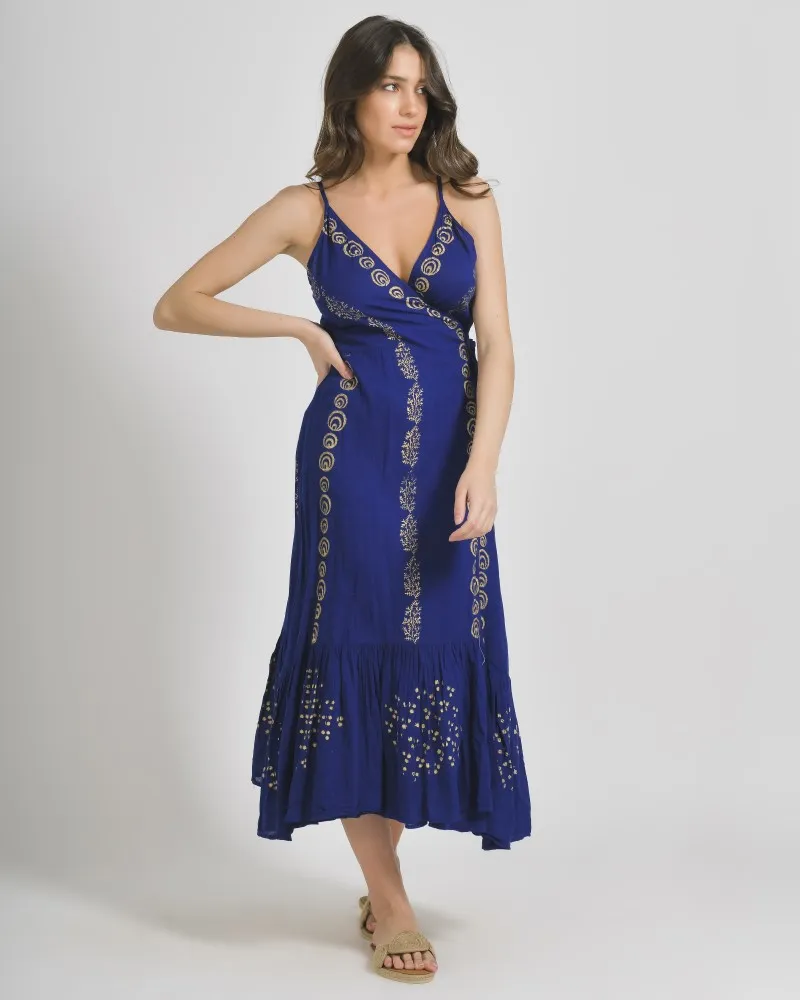 ΦΟΡΕΜΑ ΚΡΟΥΑΖE ΑΜΑΝΙΚΟ ΣΕ ΜΠΛΕ ΧΡΩΜΑ ΜΕ ΧΡΥΣΑ ΣΧΕΔΙΑ ΟΝΕ SIZE (100% COTTON)