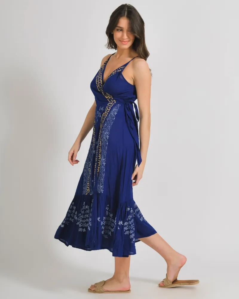 ΦΟΡΕΜΑ ΚΡΟΥΑΖE ΑΜΑΝΙΚΟ ΣΕ ΜΠΛΕ ΧΡΩΜΑ ΜΕ ΧΡΥΣΑ/ΛΕΥΚΑ ΣΧΕΔΙΑ ΟΝΕ SIZE (100% COTTON)