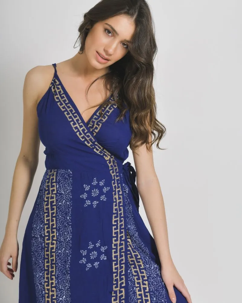 ΦΟΡΕΜΑ ΚΡΟΥΑΖE ΑΜΑΝΙΚΟ ΣΕ ΜΠΛΕ ΧΡΩΜΑ ΜΕ ΧΡΥΣΑ/ΛΕΥΚΑ ΣΧΕΔΙΑ ΟΝΕ SIZE (100% COTTON)