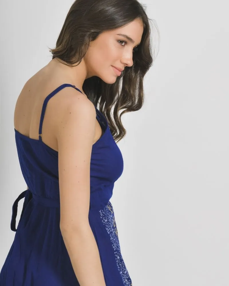 ΦΟΡΕΜΑ ΚΡΟΥΑΖE ΑΜΑΝΙΚΟ ΣΕ ΜΠΛΕ ΧΡΩΜΑ ΜΕ ΧΡΥΣΑ/ΛΕΥΚΑ ΣΧΕΔΙΑ ΟΝΕ SIZE (100% COTTON)