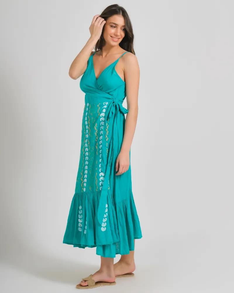 ΦΟΡΕΜΑ ΚΡΟΥΑΖE ΑΜΑΝΙΚΟ ΣΕ ΠΡΑΣΙΝΟ ΧΡΩΜΑ ΜΕ ΧΡΥΣΑ/ΛΕΥΚΑ ΣΧΕΔΙΑ ΟΝΕ SIZE (100% COTTON)