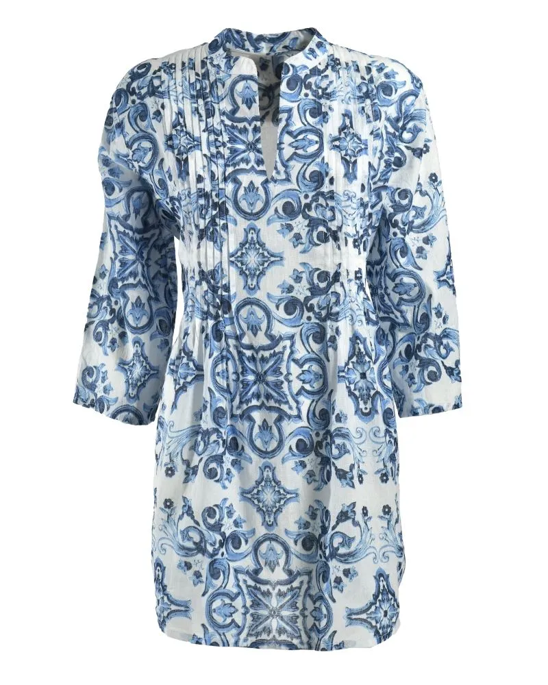 ΦΟΡΕΜΑ/ΚΑΦΤΑΝΙ ΣΕ ΛΕΥΚΟ/ΜΠΛΕ ΧΡΩΜΑ ΜΕ ΣΧΕΔΙΑ ONE SIZE (100%COTTON)