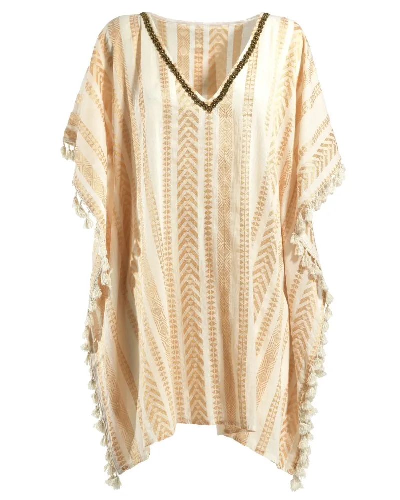 ΚΑΦΤΑΝΙ ΣΕ ΛΕΥΚΟ/ΧΡΥΣΟ ΧΡΩΜΑ ΜΕ ΦΟΥΝΤΑΚΙΑ ONE SIZE (100%COTTON) ΚΑΦΤΑΝΙ ΣΕ ΛΕΥΚΟ/ΧΡΥΣΟ ΧΡΩΜΑ ΜΕ ΦΟΥΝΤΑΚΙΑ ONE SIZE (100%COTTON)