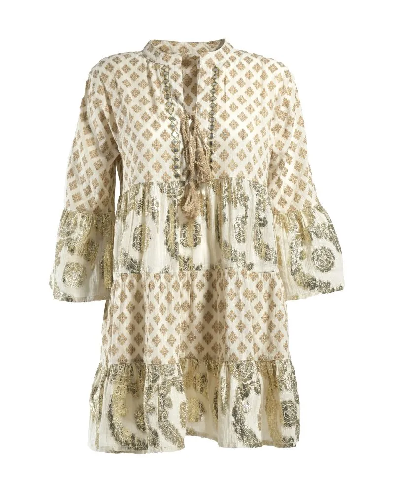 ΦΟΡΕΜΑ/ΚΑΦΤΑΝΙ ΚΟΝΤΟ ΛΕΥΚΟ ΜΕ ΧΡΥΣΕ ΛΕΠΤΟΜΕΡΕΙΕΣ ONE SIZE (100% COTTON)