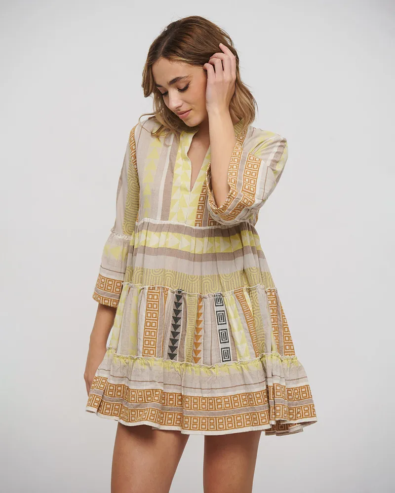 ΦΟΡΕΜΑ/ΚΑΦΤΑΝΙ ΚΟΝΤΟ ΜΠΕΖ/ΓΚΡΙ/ΚΙΤΡΙΝΟ ONE SIZE(100% COTTON)