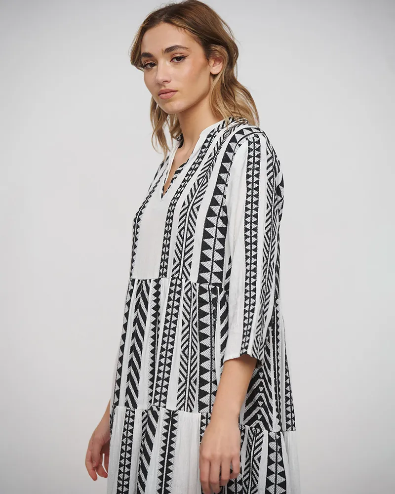 ΦΟΡΕΜΑ ΜΑΚΡΥ ΑΣΠΡΟΜΑΥΡΟ ONE SIZE(100% COTTON)