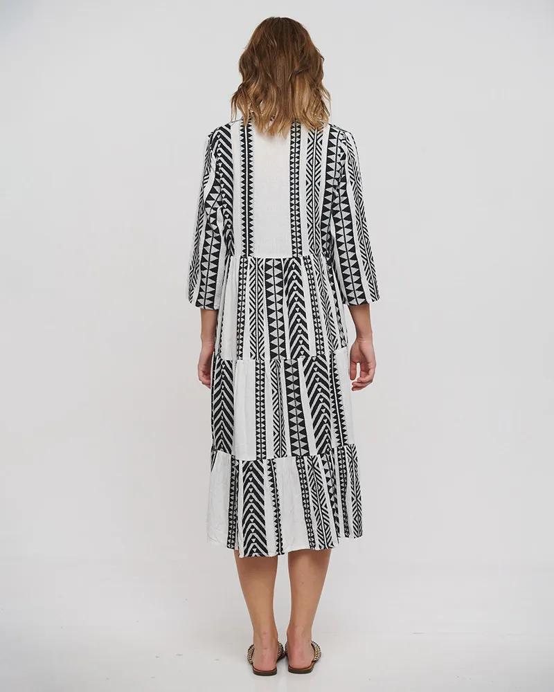 ΦΟΡΕΜΑ ΜΑΚΡΥ ΑΣΠΡΟΜΑΥΡΟ ONE SIZE(100% COTTON)