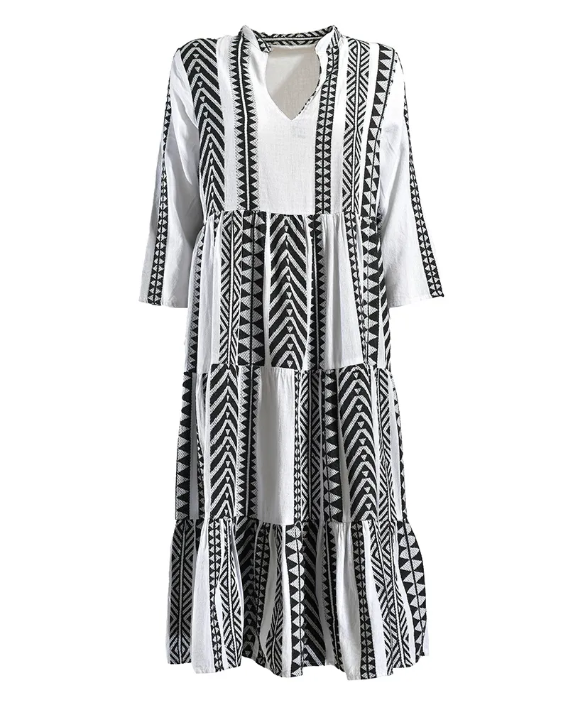 ΦΟΡΕΜΑ ΜΑΚΡΥ ΑΣΠΡΟΜΑΥΡΟ ONE SIZE(100% COTTON)