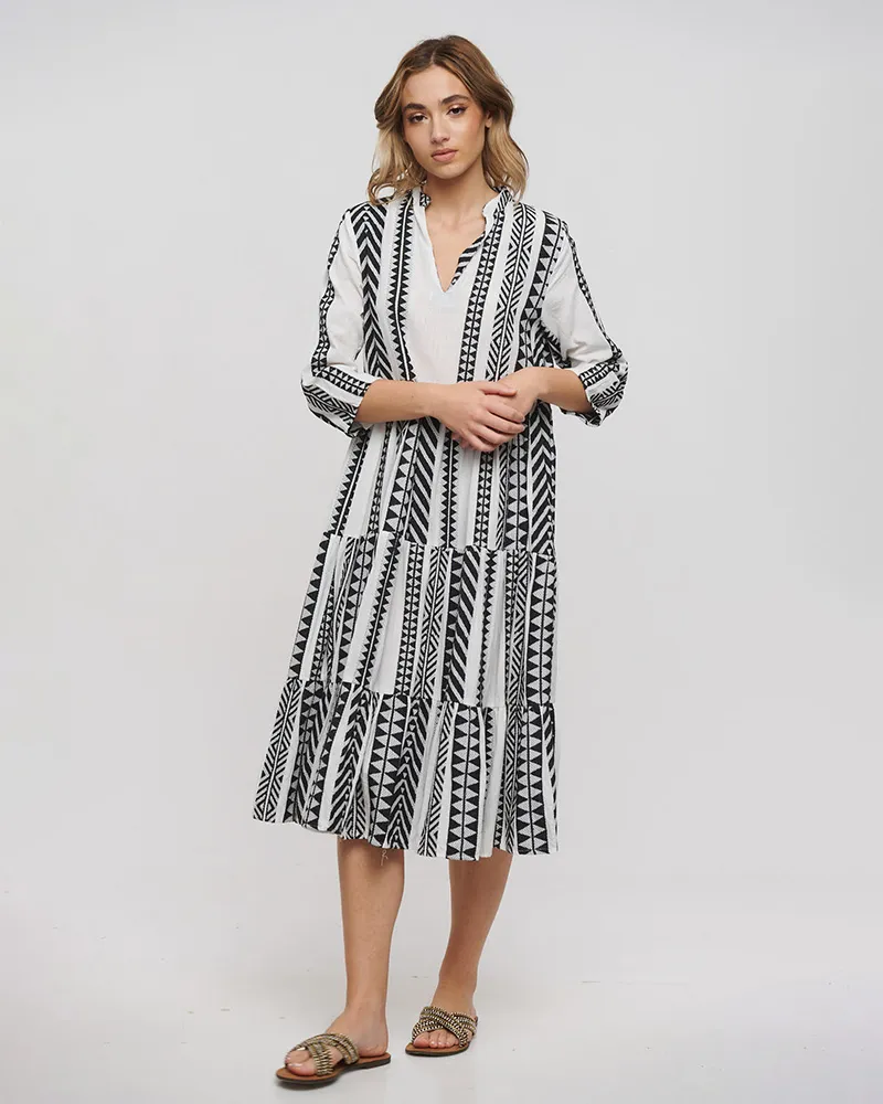 ΦΟΡΕΜΑ ΜΑΚΡΥ ΑΣΠΡΟΜΑΥΡΟ ONE SIZE(100% COTTON)