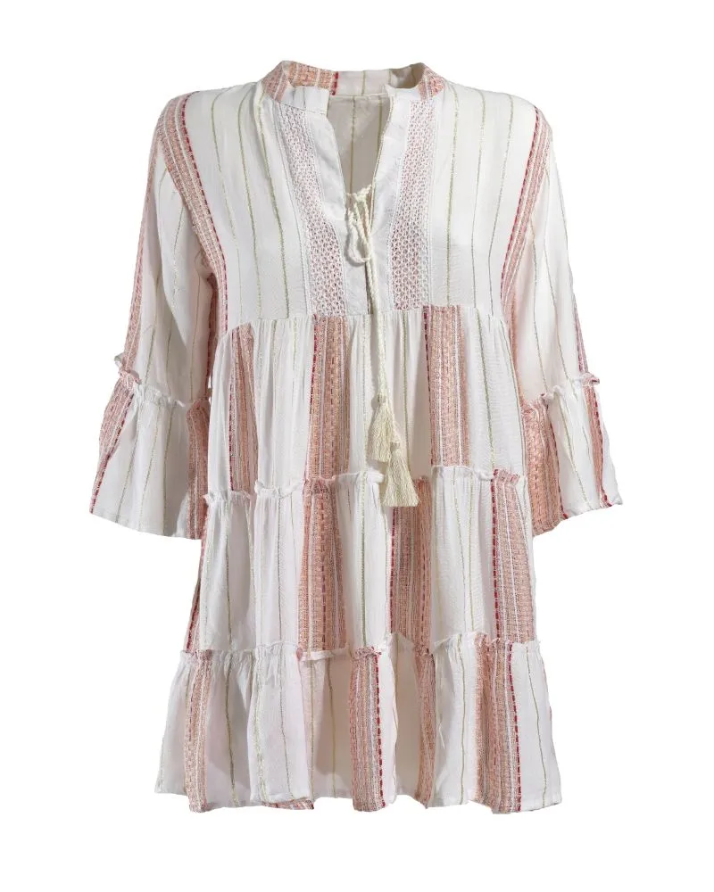 ΦΟΡΕΜΑ ΚΟΝΤΟ ΛΕΥΚΟ/ΚΟΚΚΙΝΟ ONE SIZE(100% VISCOSE)