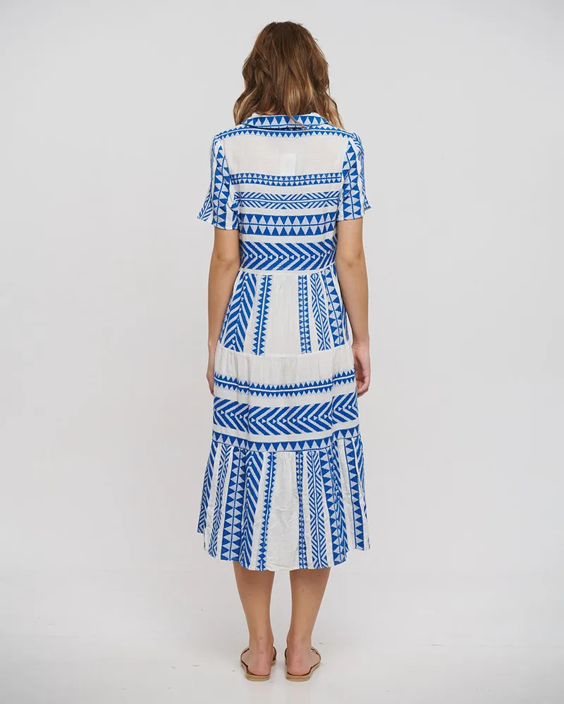 ΦΟΡΕΜΑ ΜΑΚΡΥ ΜΕ ΚΟΝΤΟ ΜΑΝΙΚΙ ΑΣΠΡΟ/ΜΠΛΕ ΜΕ ΚΟΥΜΠΙΑ ONE SIZE(100% COTTON)