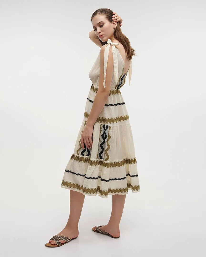 ΦΟΡΕΜΑ ΜΑΚΡΥ ΑΜΑΝΙΚΟ ΑΣΠΡΟ/ΜΠΛΕ/ΧΑΚΙ ONE SIZE (100% COTTON)